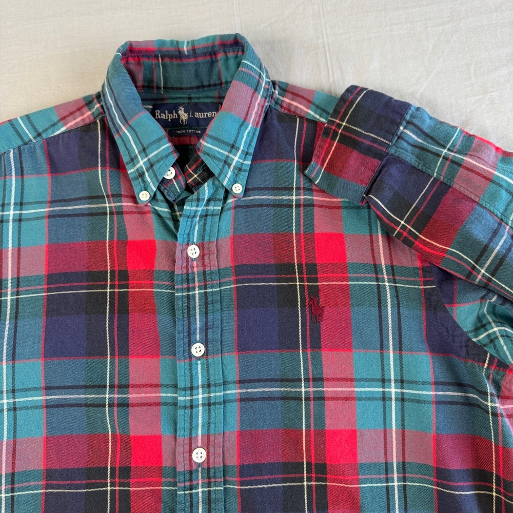 Ralph Lauren Mens shirt Tartan Plaid‎ Small Long Sleeve Button Down Pony